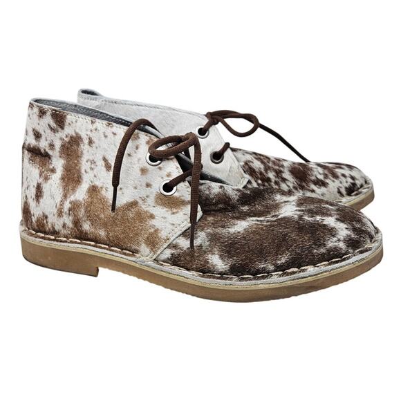 Uwezo 12 Desert Boot Cowhide Calf Hair Leather Western Boho Cowboy Rodeo - Picture 2 of 6